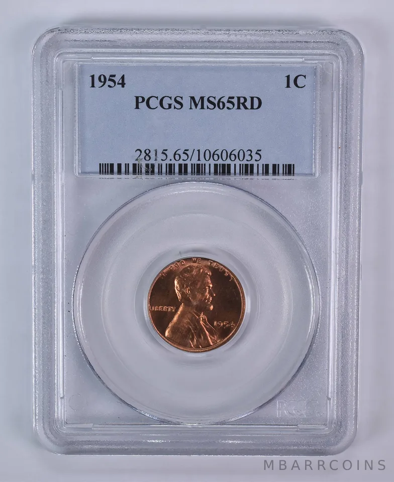 1954 Lincoln Wheat Cent MS65 RD PCGS Blue Label
