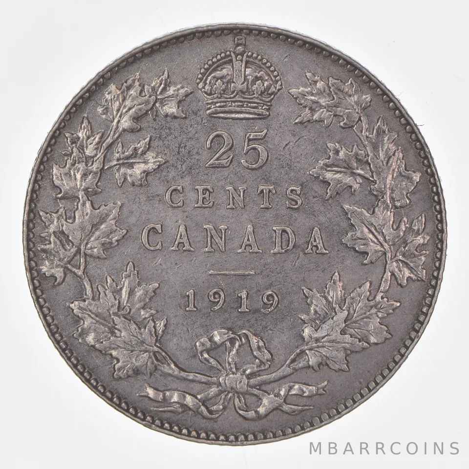 Better Date - 1919 Canada 25 Cents World Coin- Silver *362