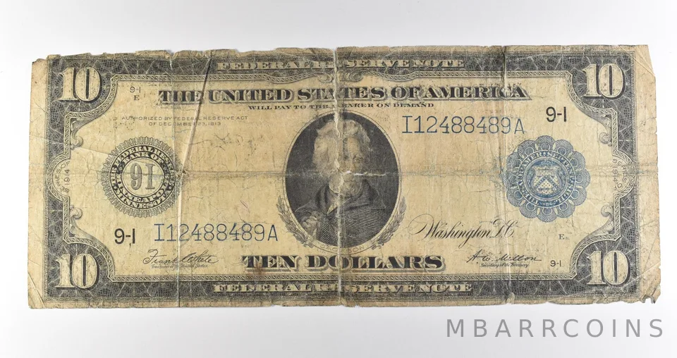 1914 $10 Minneapolis MN FRN Blue Seal Large Note Fr#939 *4598