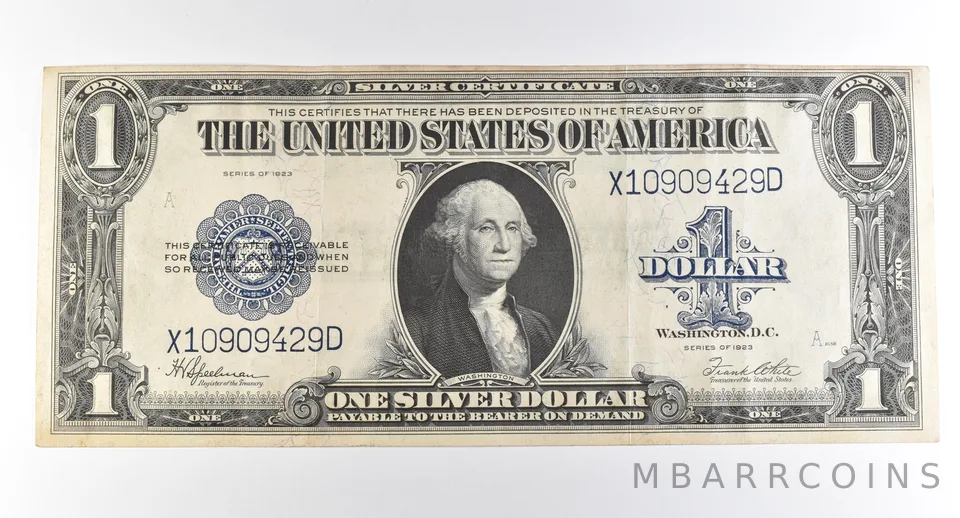 1923 $1 Silver Certificate Large Note Blue Seal *3684