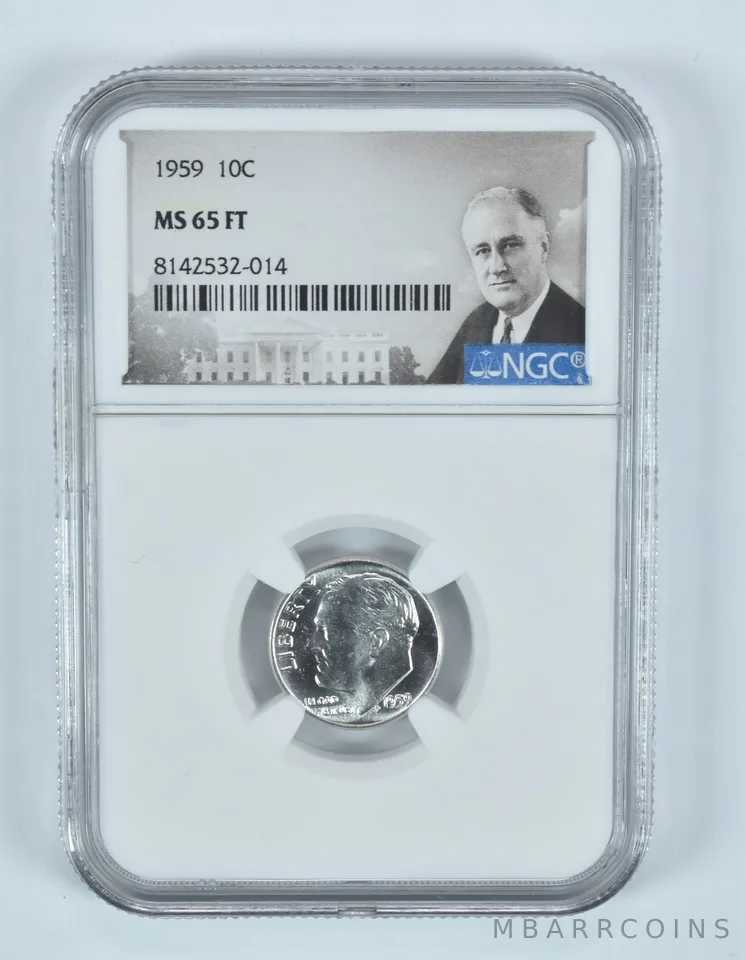 1959 Roosevelt Dime MS65 FT NGC Special Label