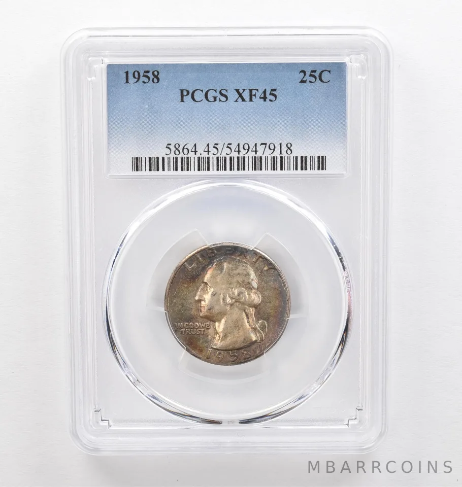1958 Washington Quarter XF45 PCGS Beautiful Tone *0321