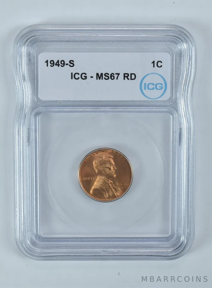 1949-S Lincoln Wheat Cent MS67 RD ICG