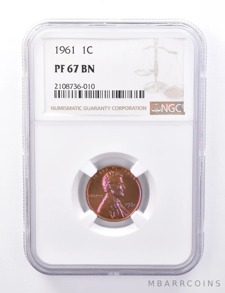 PF67 BN 1961 Lincoln Memorial Cent - Graded NGC Red/Orange Toned a4396