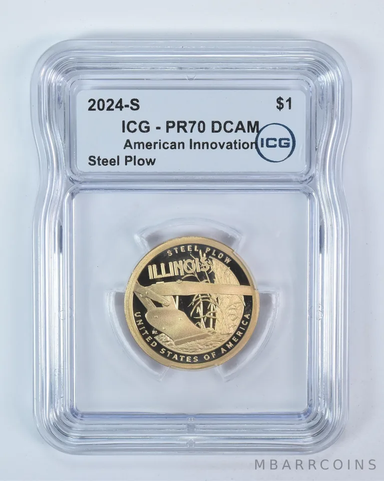 2024-S Innovation $1 Steel Plow IL PR70 DCAM ICG