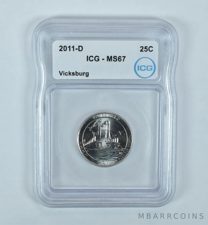 2011-D Washington Quarter ATB Vicksburg MS67 ICG