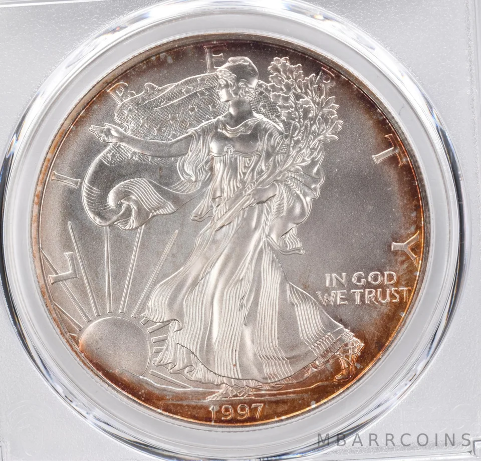 1997 American Silver Eagle MS68 PCGS Beautiful Tone *1244