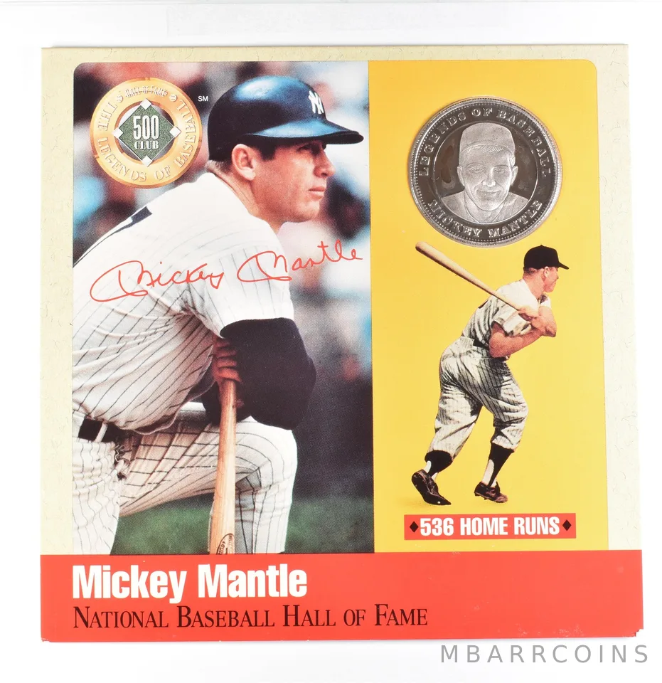 Baseball Hall Of Fame Mickey Mantle 500 Club Medal Silver *0075
