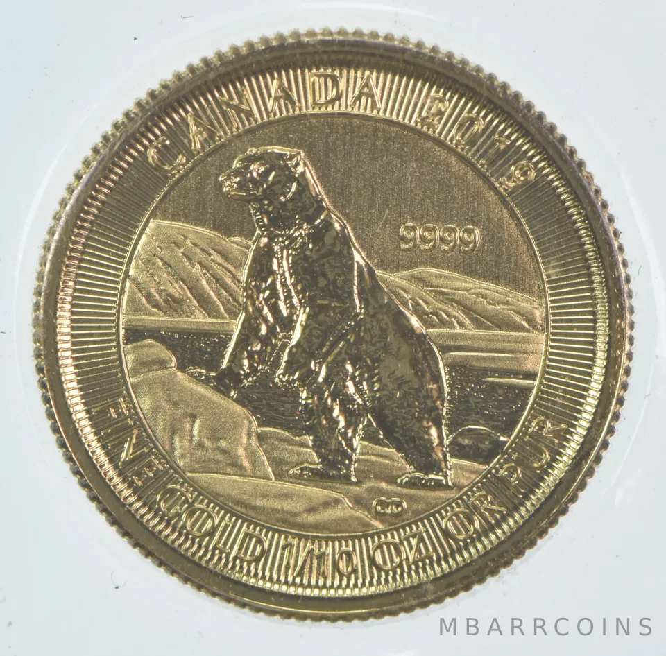 Random Date Canada 5 Dollars Gold Polar Bear 1/10 Oz .999 Gold