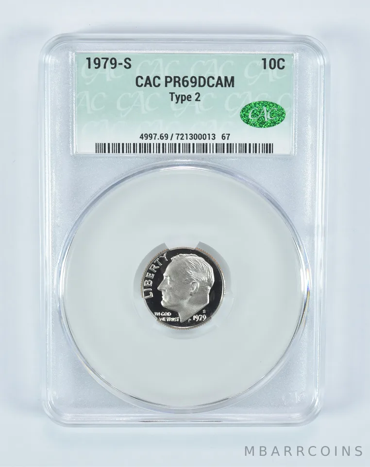 1979-S Roosevelt Dime Type 2 PR69 DCAM CAC CACg
