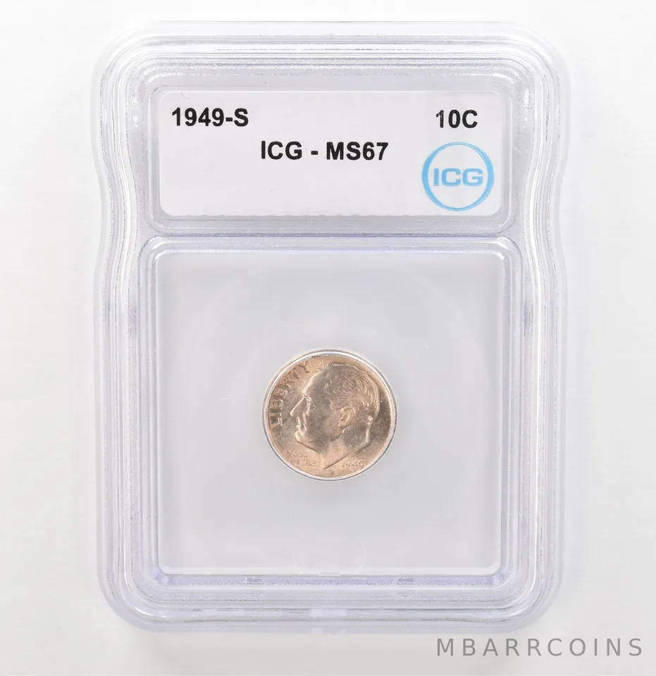 1949-S Roosevelt Dime MS67 ICG Beautiful Tone a3908