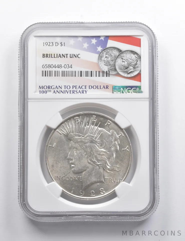 BU 1923-D Peace Silver Dollar 100th Anniversary NGC *7412