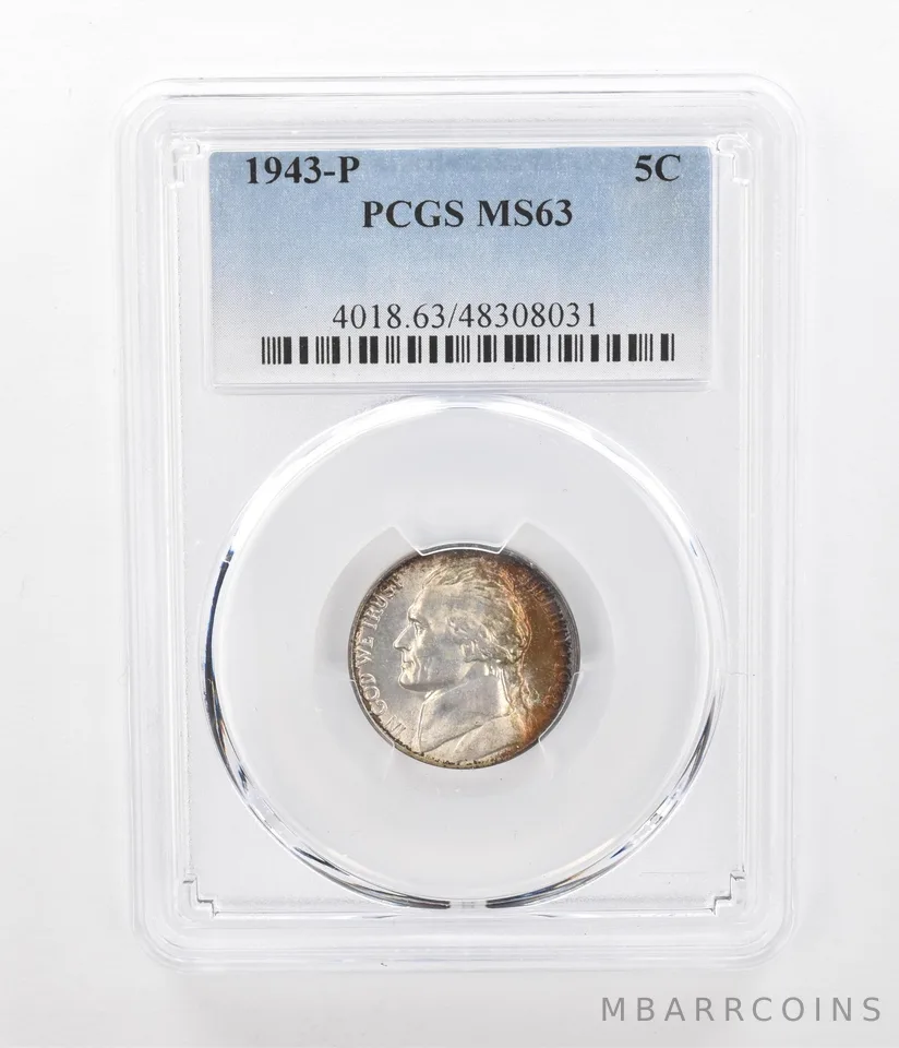 1943-P Jefferson Nickel MS63 PCGS Beautiful Tone *2402