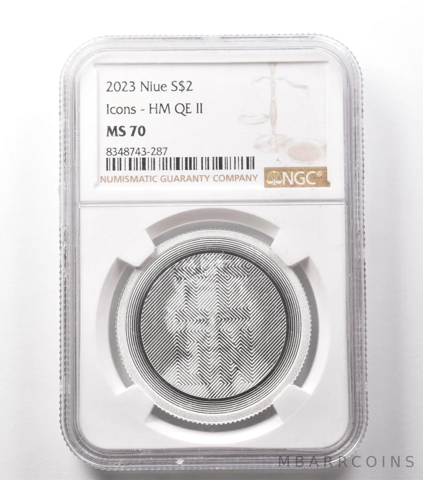 2023 Niue 2 Dollars Silver Icons Queen Elizabeth II MS70 NGC *2447