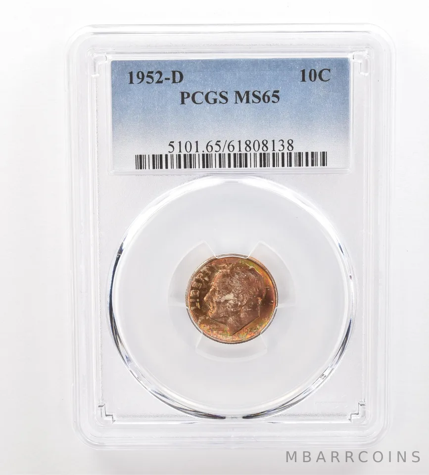 1952-D Roosevelt Dime MS65 PCGS Beautiful Tone *3302