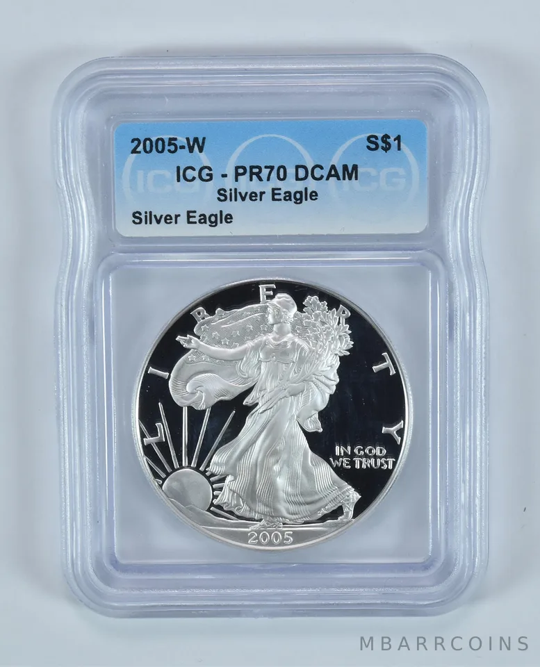 2005-W American Silver Eagle PR70 DCAM ICG