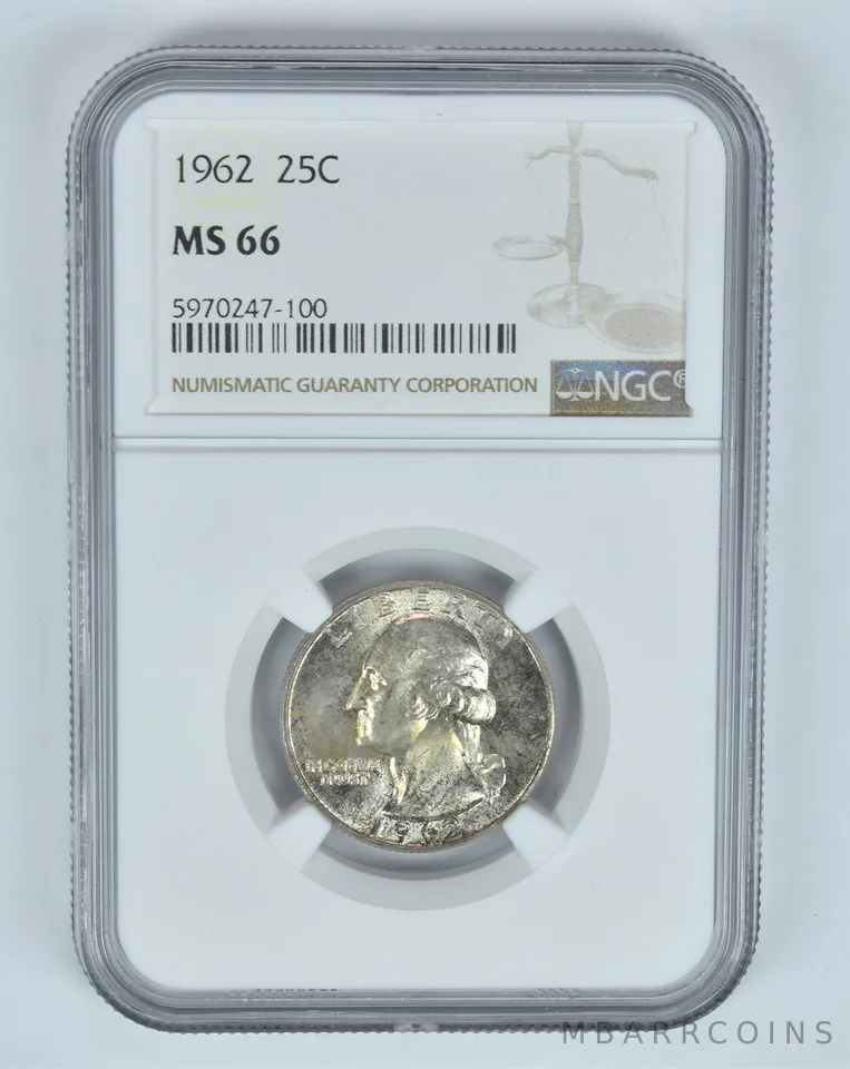 MS66 1962 Washington Quarter - Graded NGC Toned! *8901