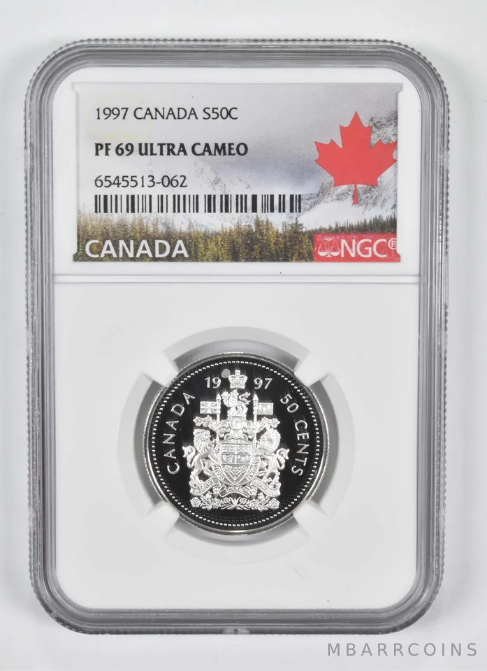 1997 Canada 50C Silver PF69 NGC Canada Lbl