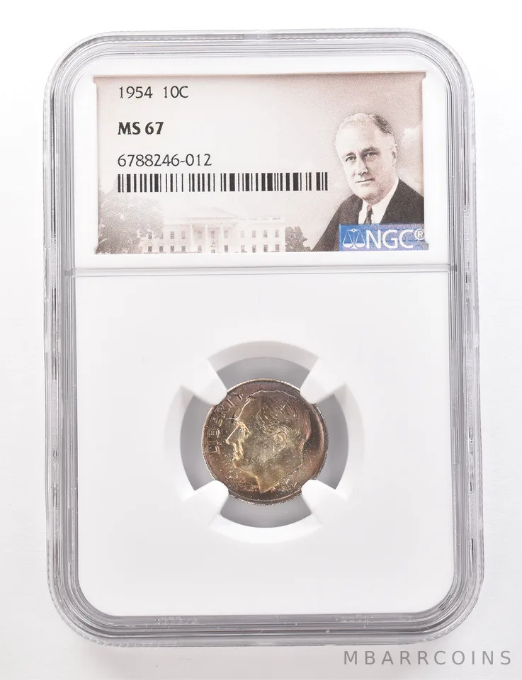 1954 Roosevelt Dime MS67 NGC Beautiful Tone *3387