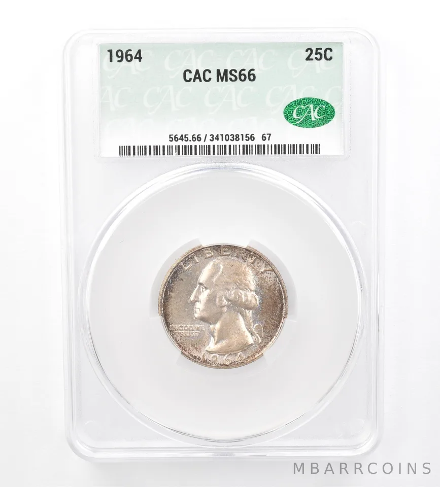 1964 Washington Quarter MS66 CAC CACg Beautiful Tone *1751