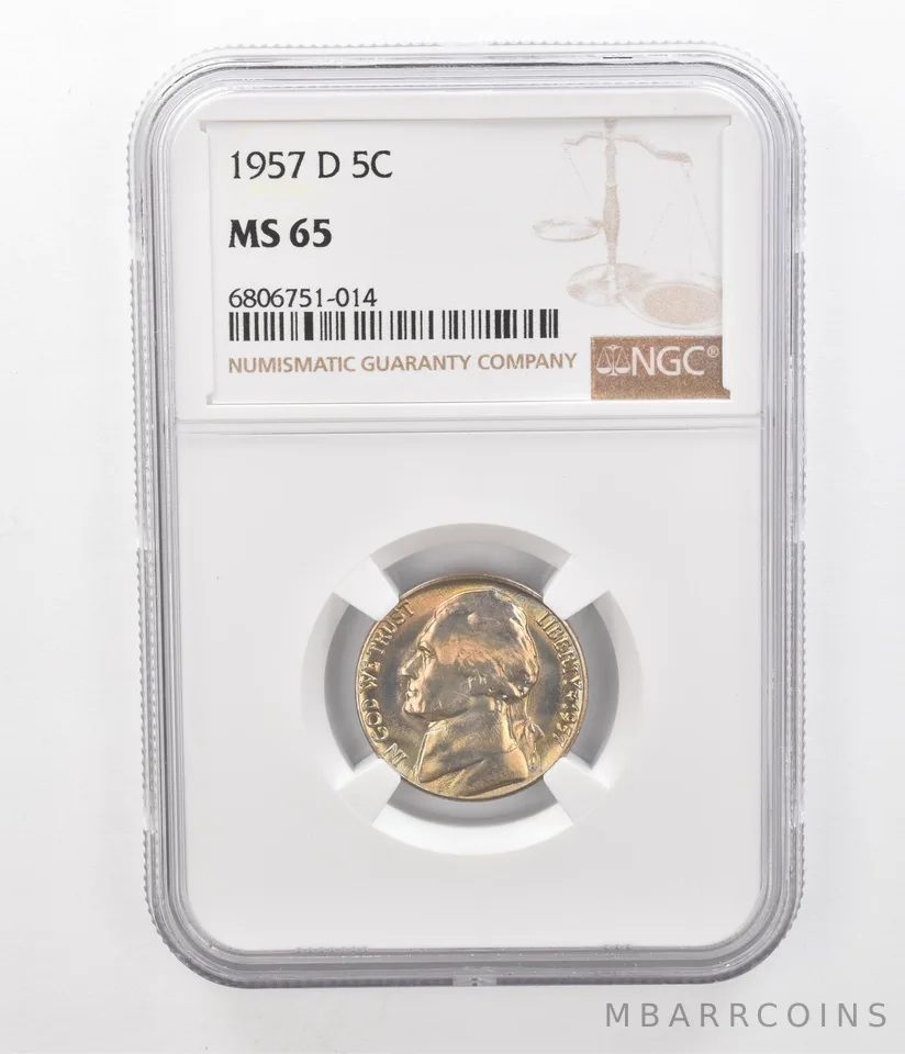 1957-D Jefferson Nickel MS65 NGC Beautiful Tone *2433