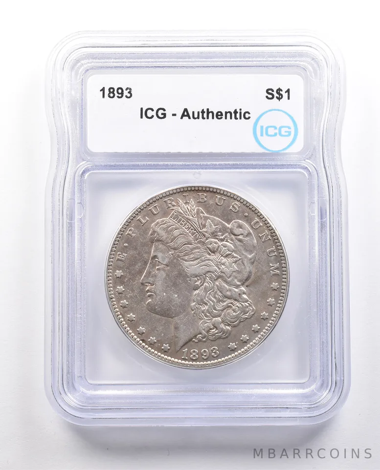 1893 Morgan Silver Dollar Authentic ICG *6018