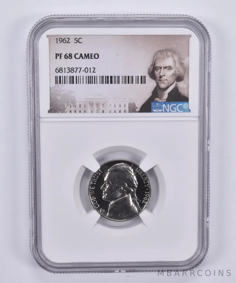 1962 Jefferson Nickel 5c PF68 Cam NGC Special Label