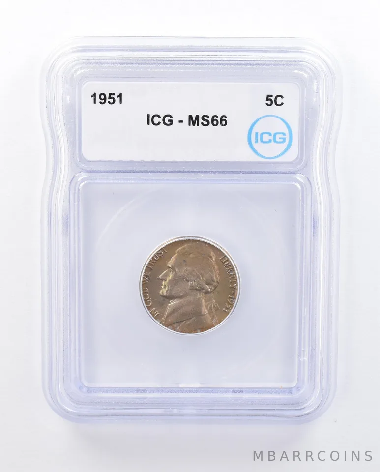 1951 Jefferson Nickel MS66 ICG Awesome Tone *5008