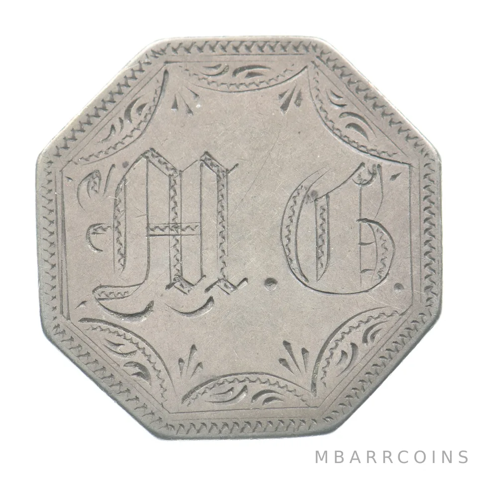 1854 Arrows Seated Liberty Quarter Love Token Victorian M G *5524