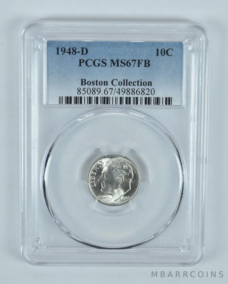 1948-D Roosevelt Dime Boston Collection MS67 FB PCGS