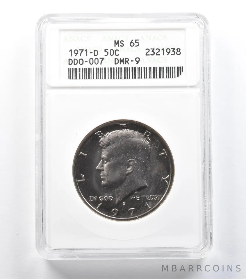 1971-D Kennedy Half Dollar DDO-007 DMR-9 MS65 ANACS *1460