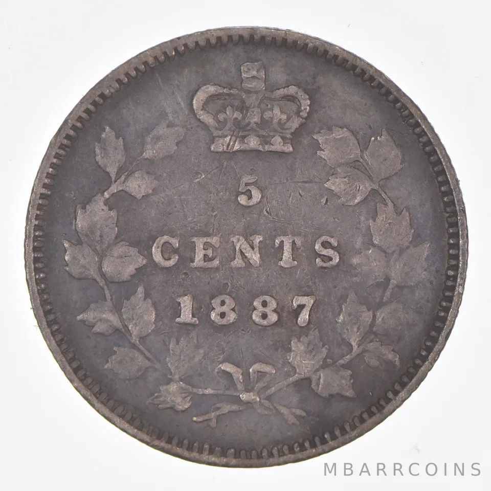Better Date - 1887 Canada 5 Cents World Coin- Silver *273