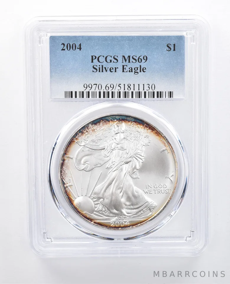 2004 American Silver Eagle MS69 PCGS Peripheral Tone *8176
