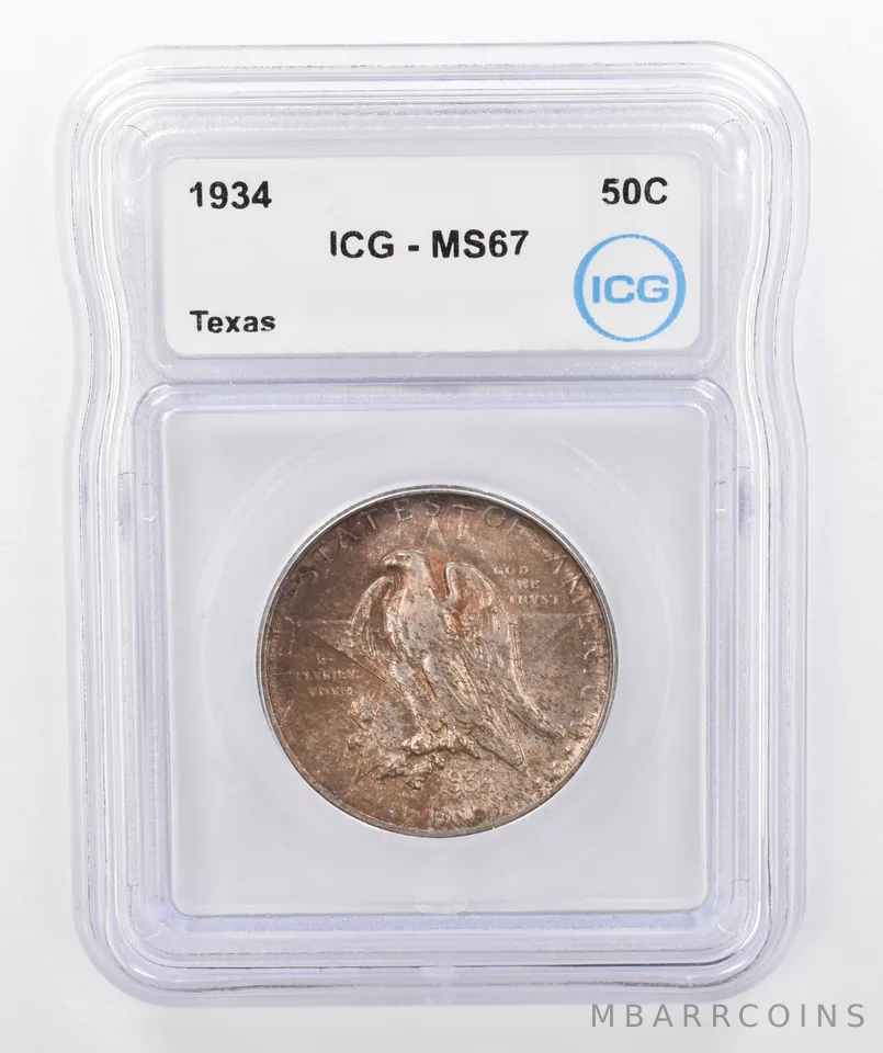 1934 Texas Commemorative Half Dollar MS67 ICG Beautiful Tone *0275