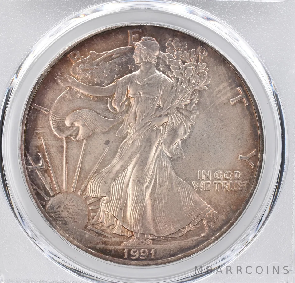 1991 American Silver Eagle MS68 PCGS Beautiful Tone *1228