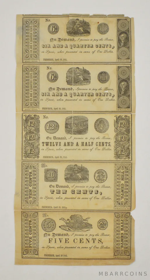 Frederick, MD April 20, 1841 2 Sheets of Currency *5516