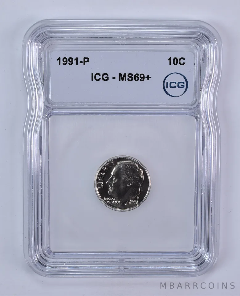 1991-P Roosevelt Dime MS69+ ICG