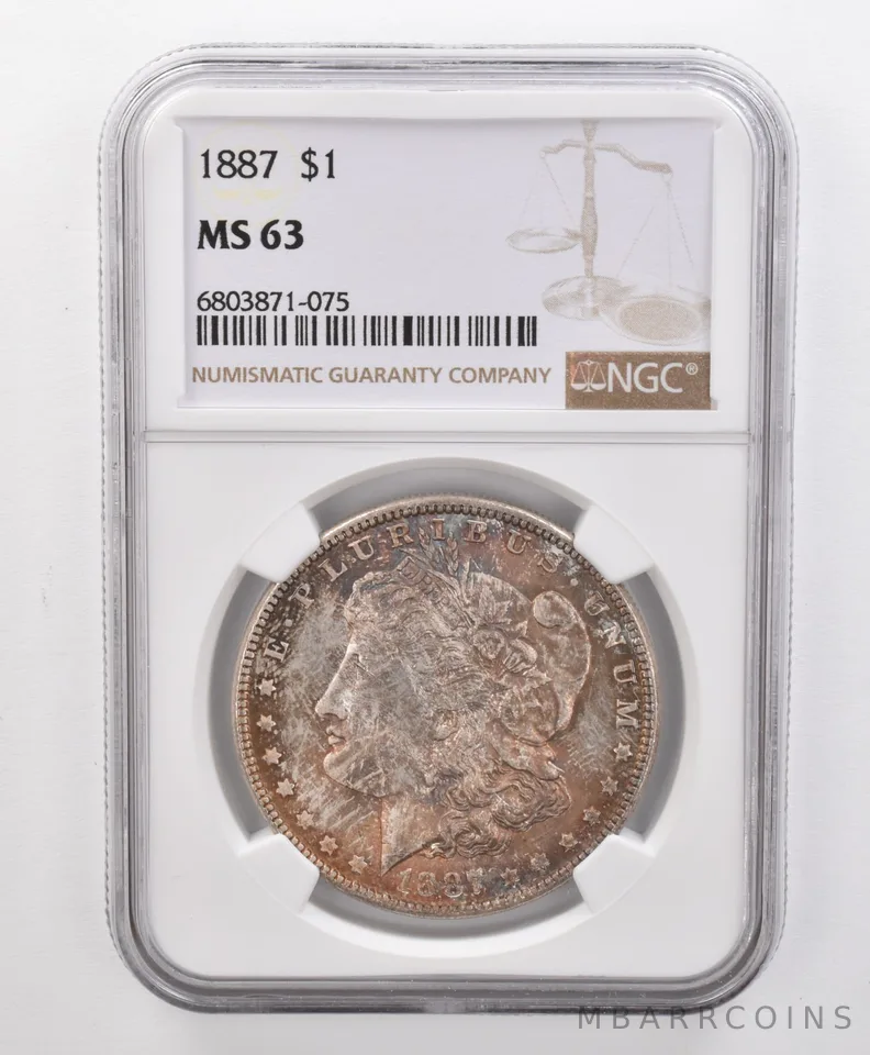 MS63 1887 Morgan Silver Dollar NGC Beautifully Toned *0796