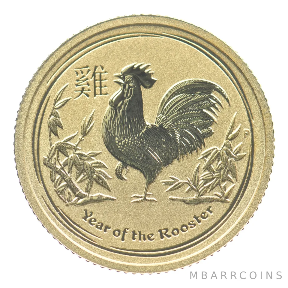 2017 Australia 15 Dollar Gold Year of the Rooster 1/10 Oz *2320