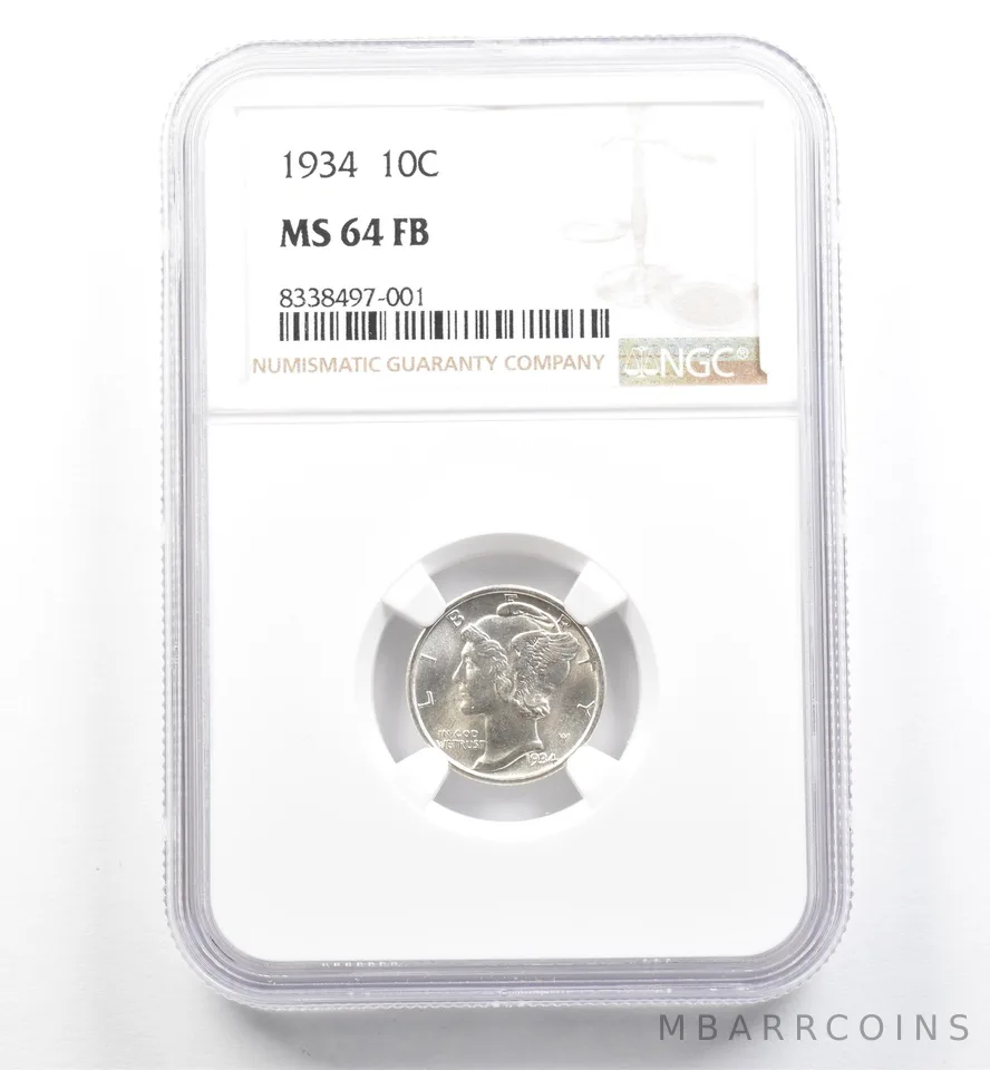 1934 Mercury Dime MS64 FB NGC *0165