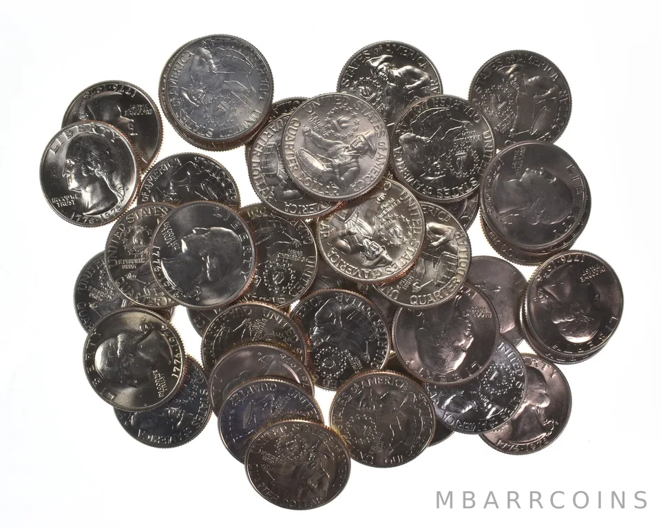Lot (40) 1976-D Washington Quarter Clad Unc Roll Bicentennial