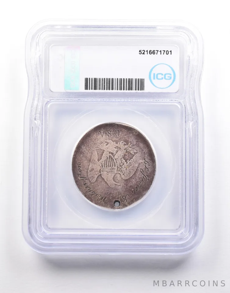 1862 Seated Liberty Half Dollar Authentic ICG CSA Confederate Medal *5182