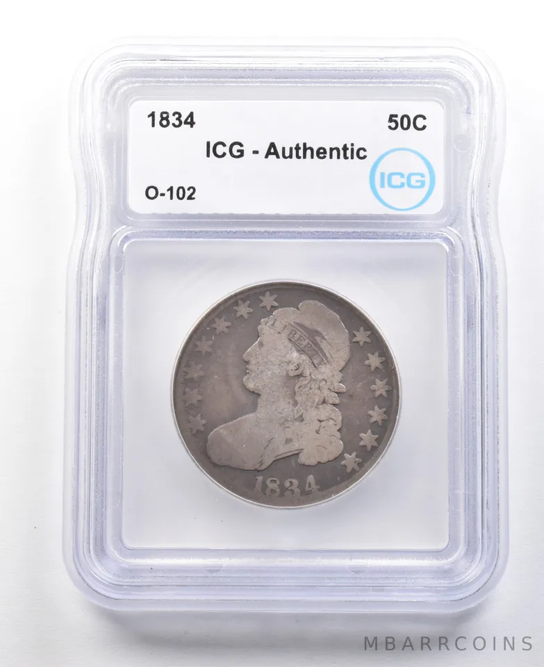 1834 Capped Bust Half Dollar O-102 Authentic ICG *3023