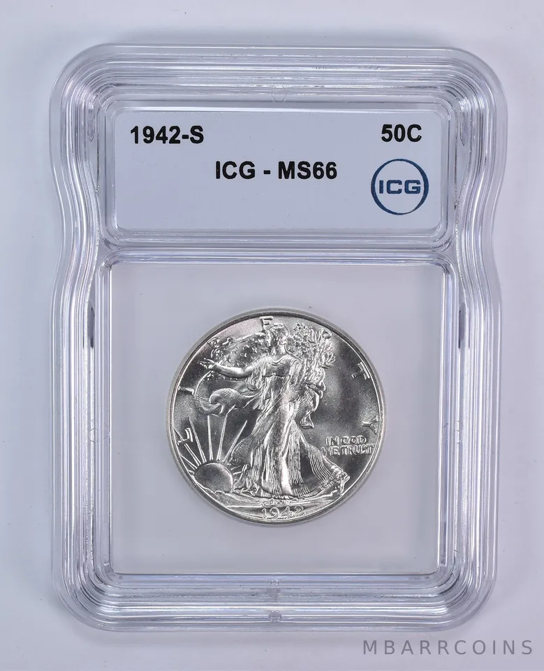 1942-S Walking Liberty Half Dollar MS66 ICG