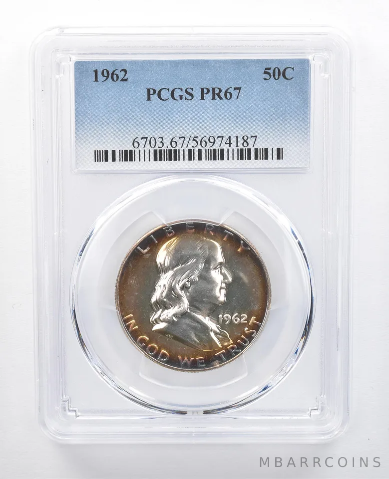 1962 Franklin Half Dollar PR67 PCGS Peripheral Tone *7705