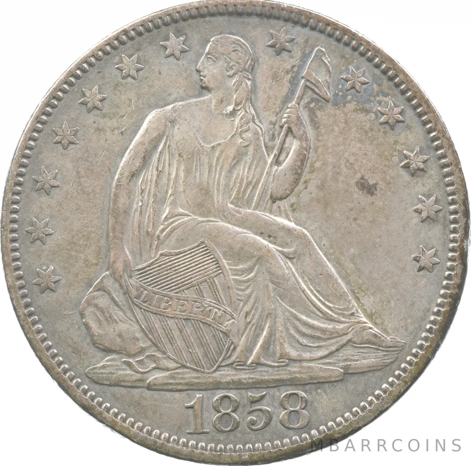 1858 Seated Liberty Half Dollar a2122