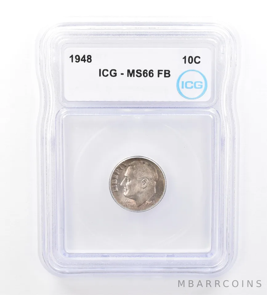 1948 Roosevelt Dime MS66 FB ICG Beautiful Tone *1696