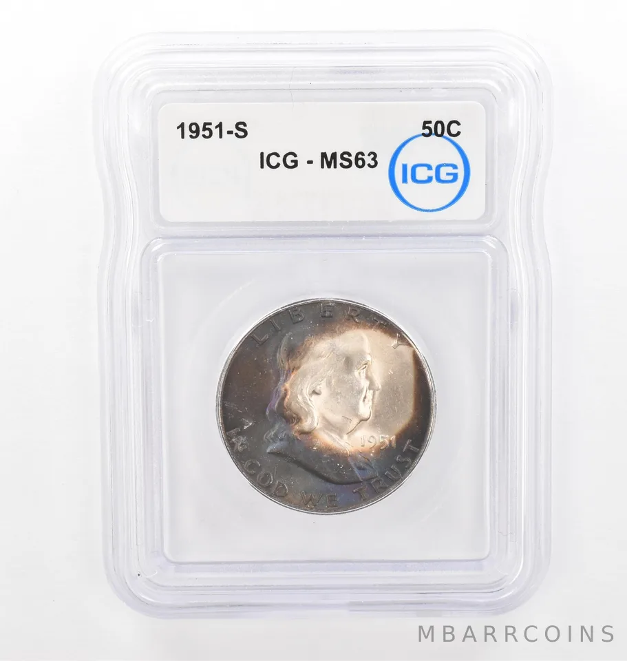 1951-S Franklin Half Dollar MS63 ICG Beautiful Tone *2058