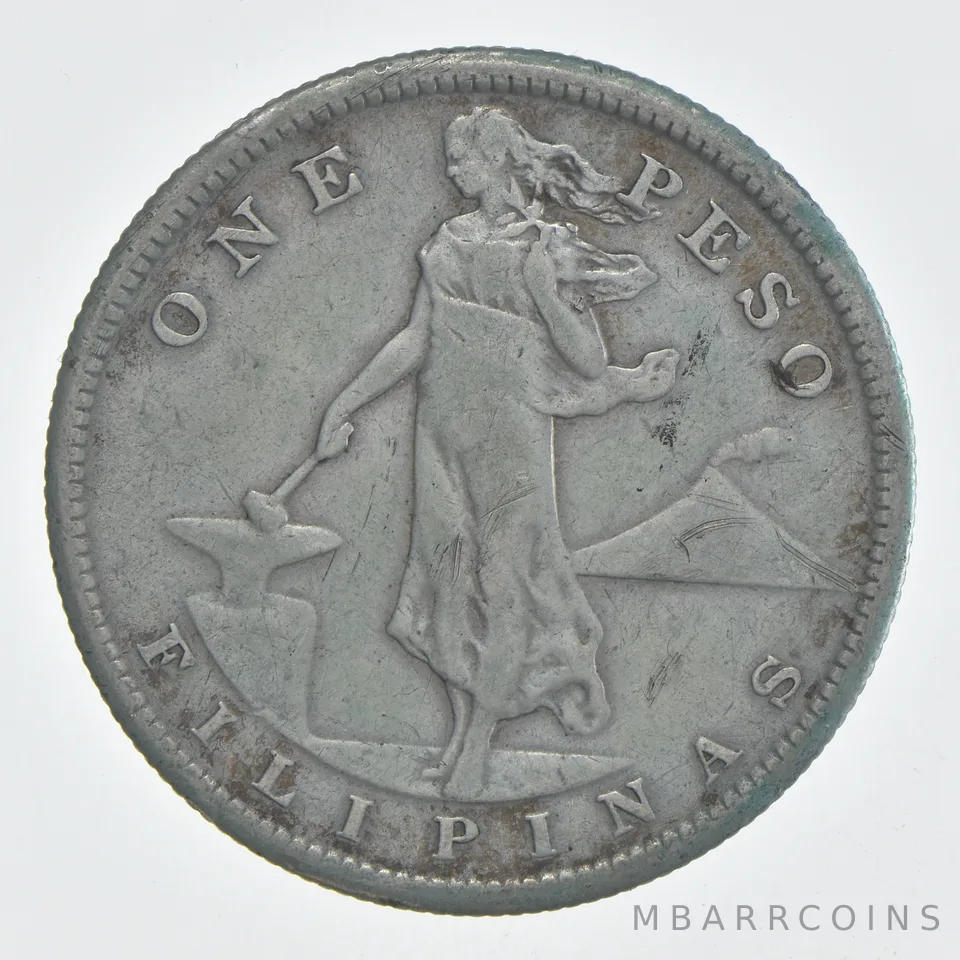 1909-S Philippines 1 Peso Beautiful Tone *0477