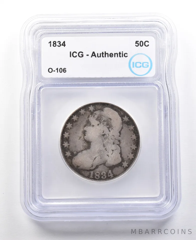 1834 Capped Bust Half Dollar O-106 Authentic ICG *3025